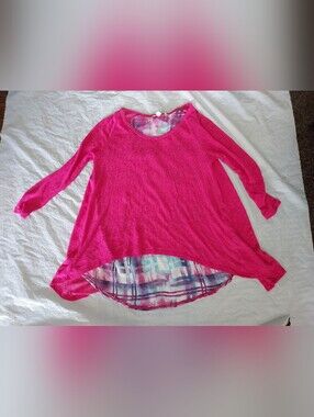 Bright Fuchsia Layered Hem Tunic Top